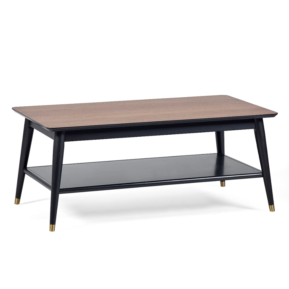Findlay Coffee Table With Shelf 1.1m - Walnut & Black - Julian Bowen  | TJ Hughes