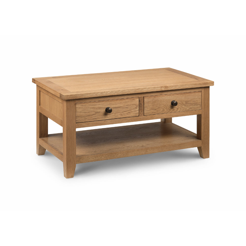 Astoria Coffee Table With 2 Drawers 1m - Oak - Julian Bowen  | TJ Hughes