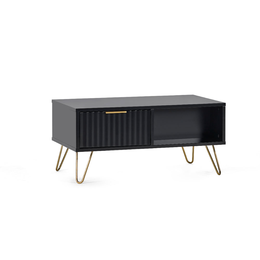 Murano Coffee Table 90cm - Matt Black - Julian Bowen  | TJ Hughes