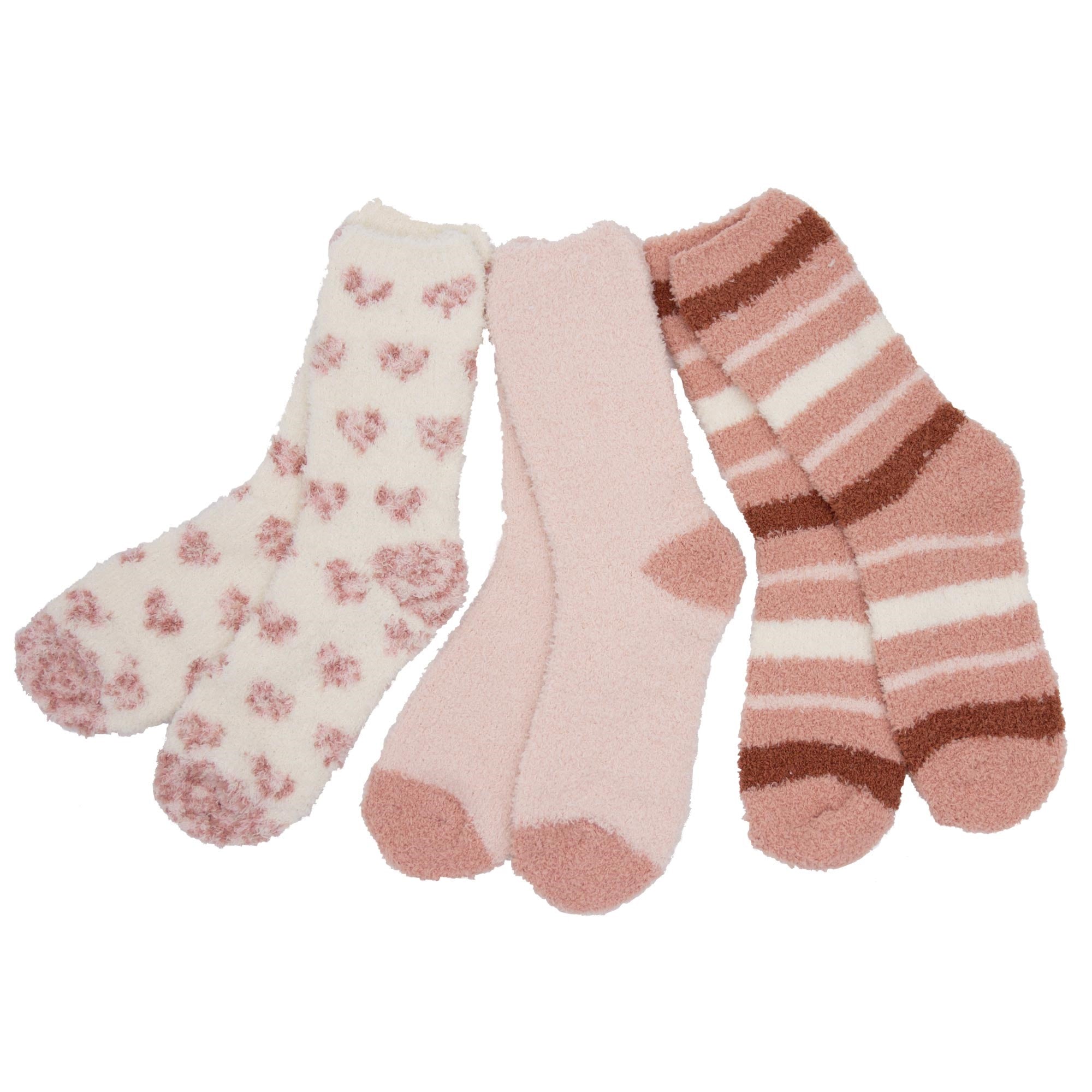 Ladies Design Cosy Socks 3 pack - Pink - TJ Hughes