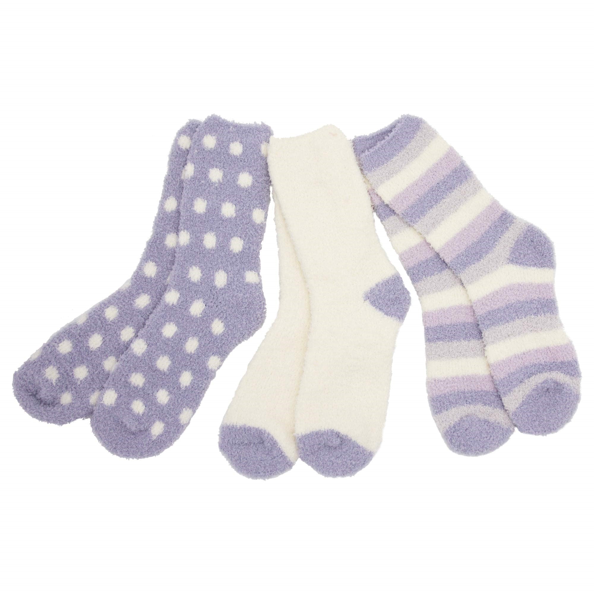 Ladies Design Cosy Socks 3 pack - Lilac - TJ Hughes
