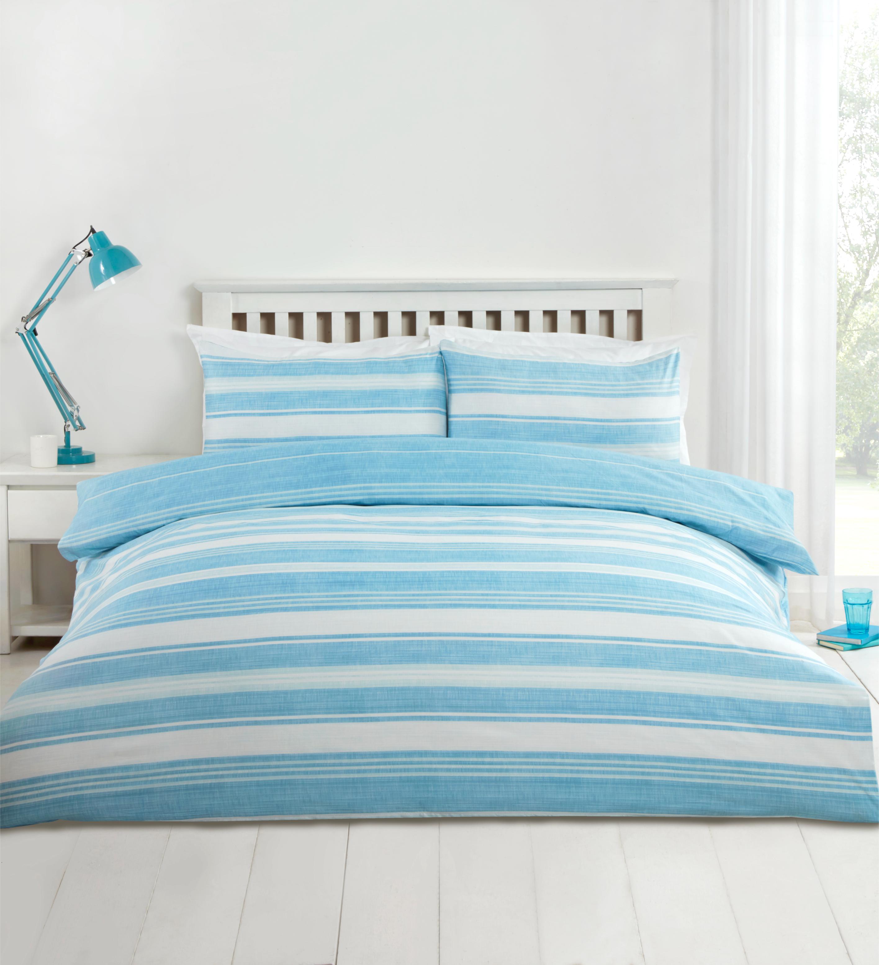 Lewis’s Printed Bed In A Bag - Duck Egg Stripe - King  | TJ Hughes