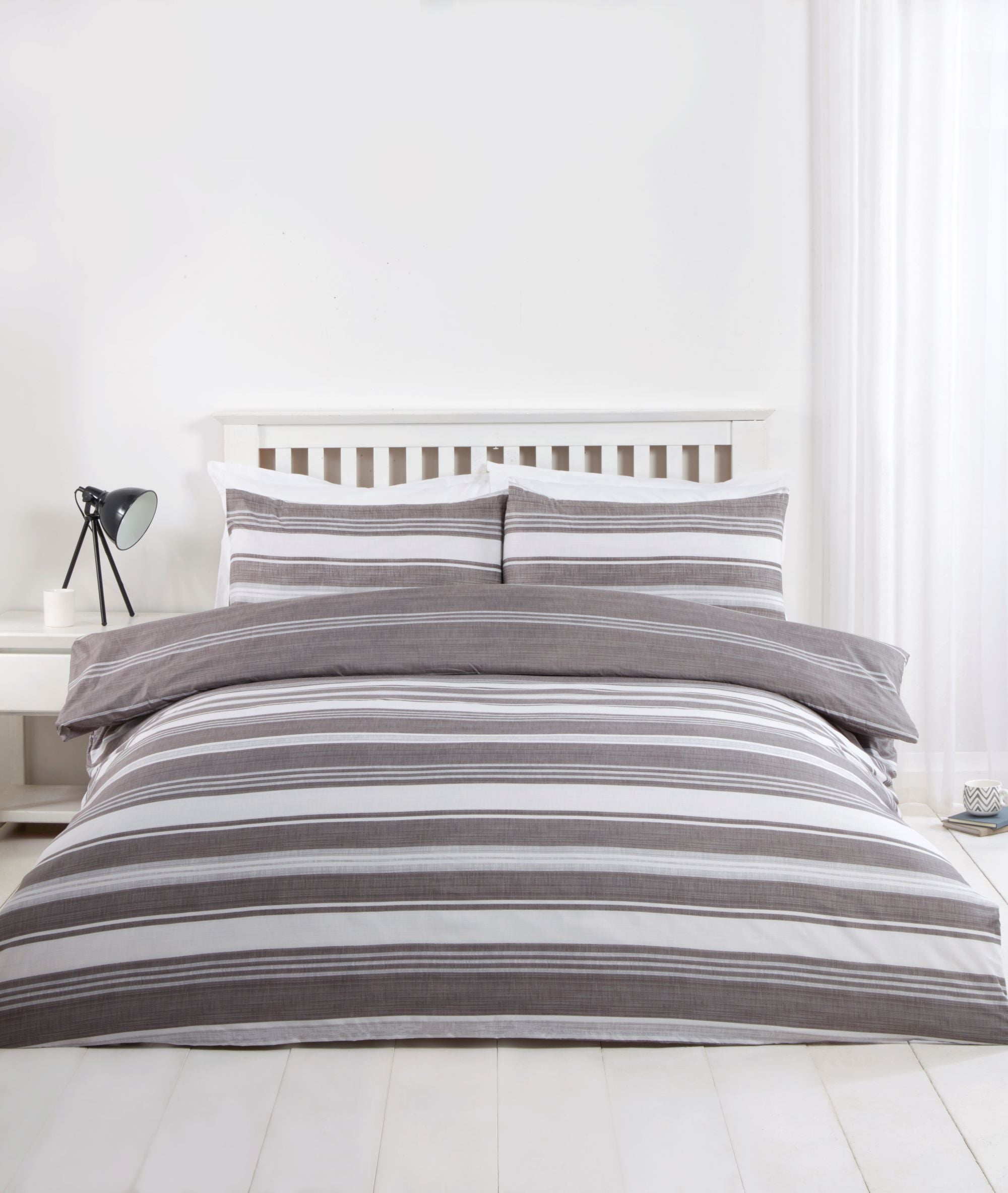 Lewis’s Printed Bed In A Bag - Grey Stripe - King  | TJ Hughes