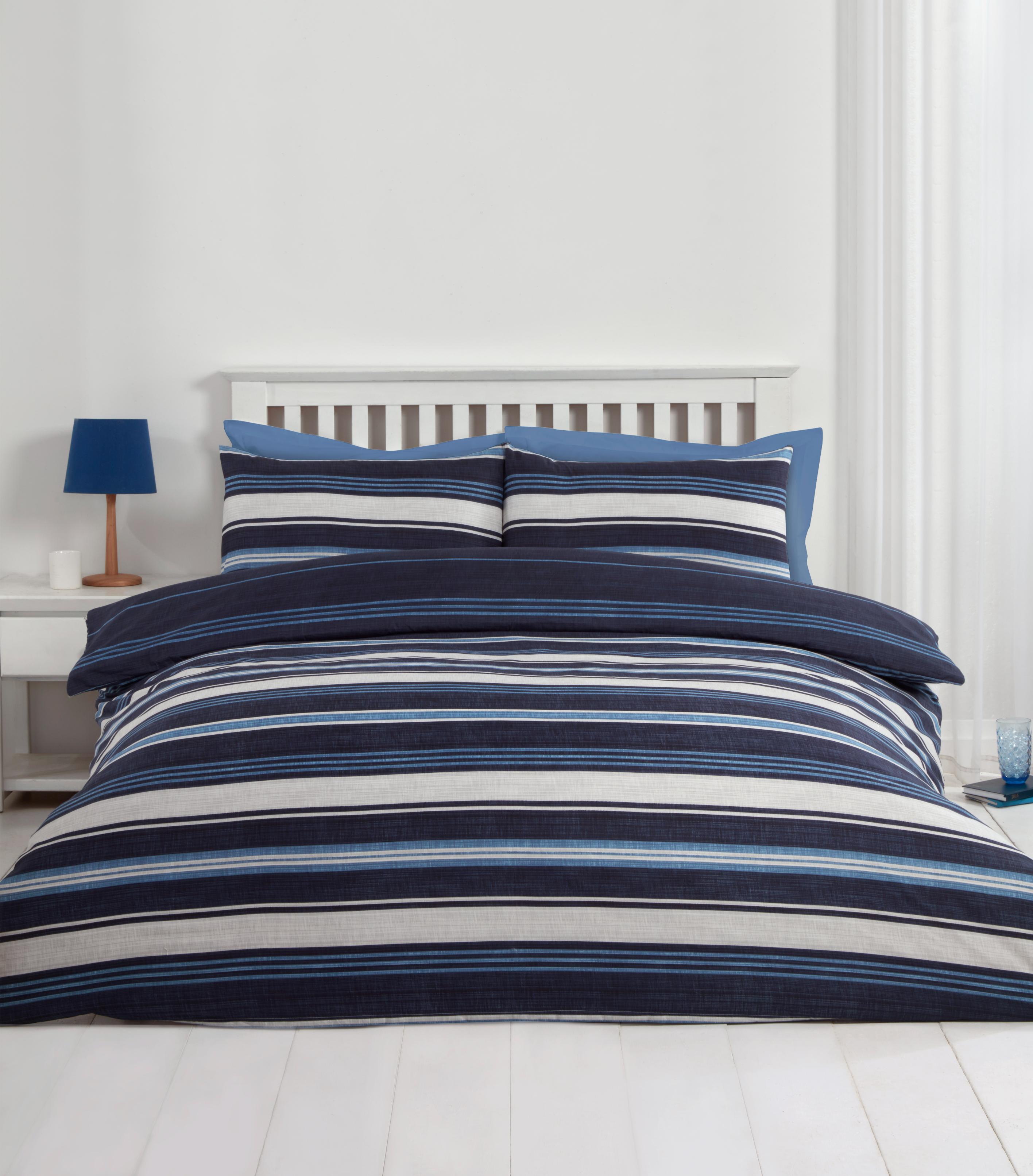 Lewis’s Printed Bed In A Bag - Navy Stripe - King  | TJ Hughes