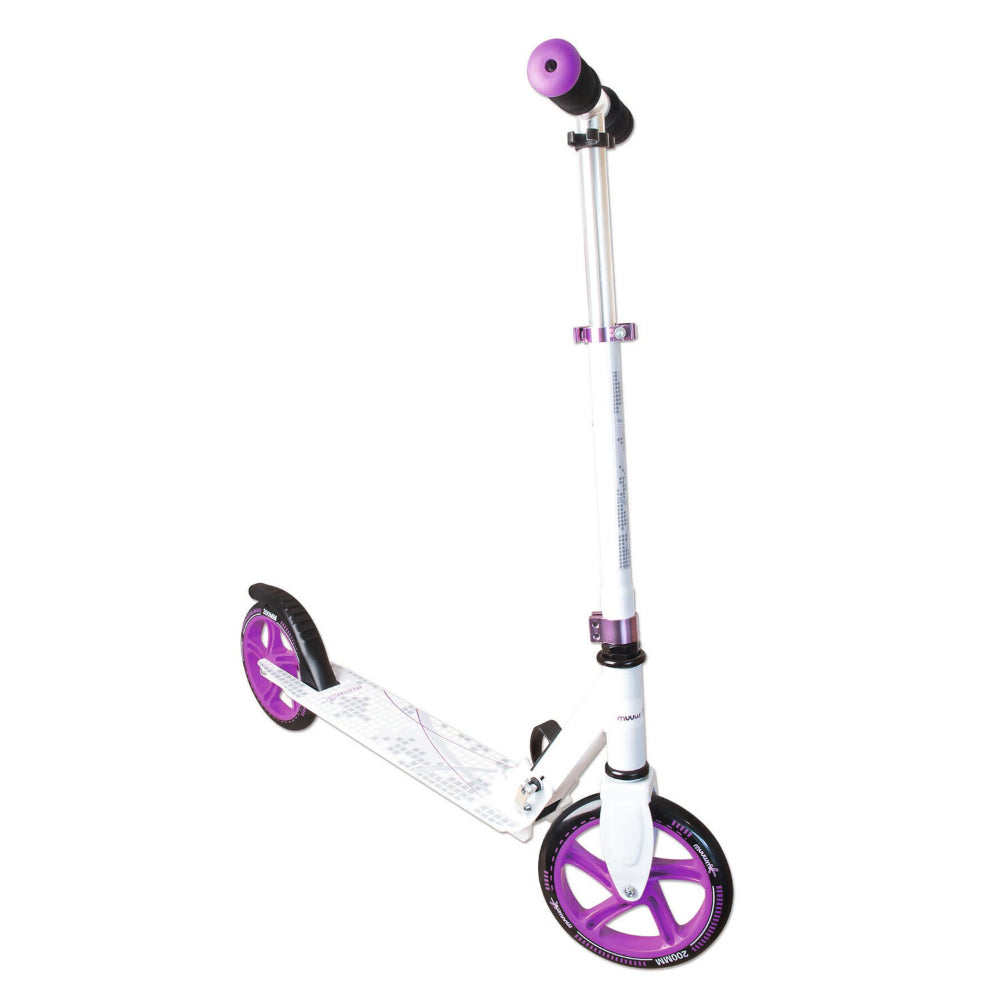 Muuwmi Aluminium Scooter 200mm - White & Purple  | TJ Hughes