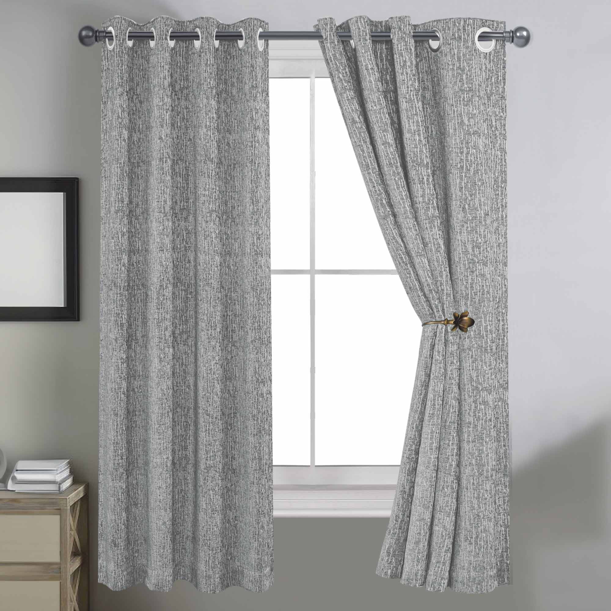 Lewis’s Hampstead Eyelet Curtain - Silver - 90X90  | TJ Hughes