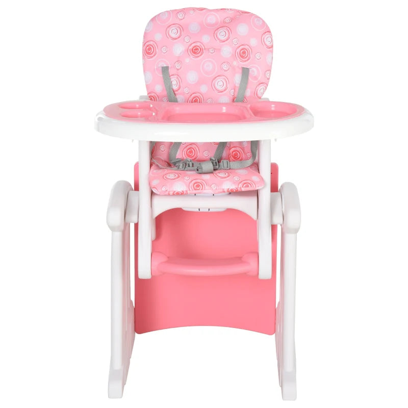 HOMCOM HDPE 3-in-1 Baby Booster High Chair Pink  | TJ Hughes