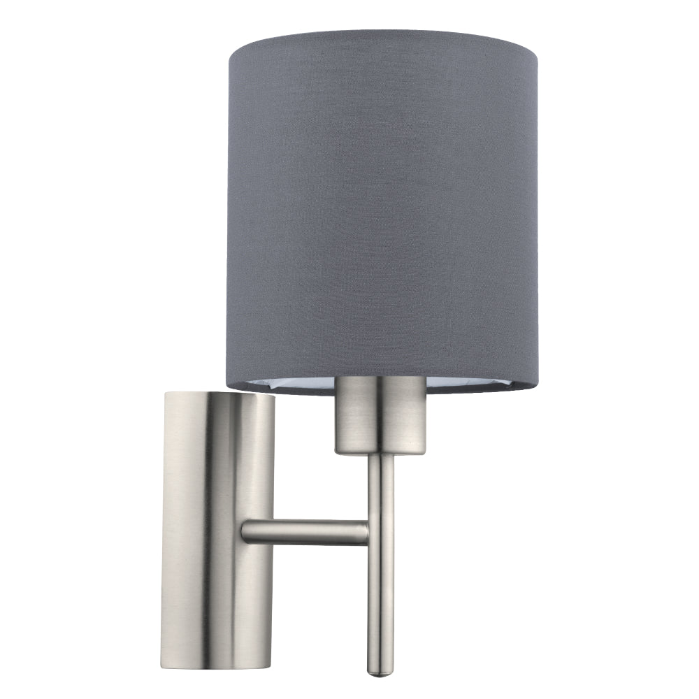 EGLO Pasteri Wall Light with Switch - Nickel & Grey  | TJ Hughes