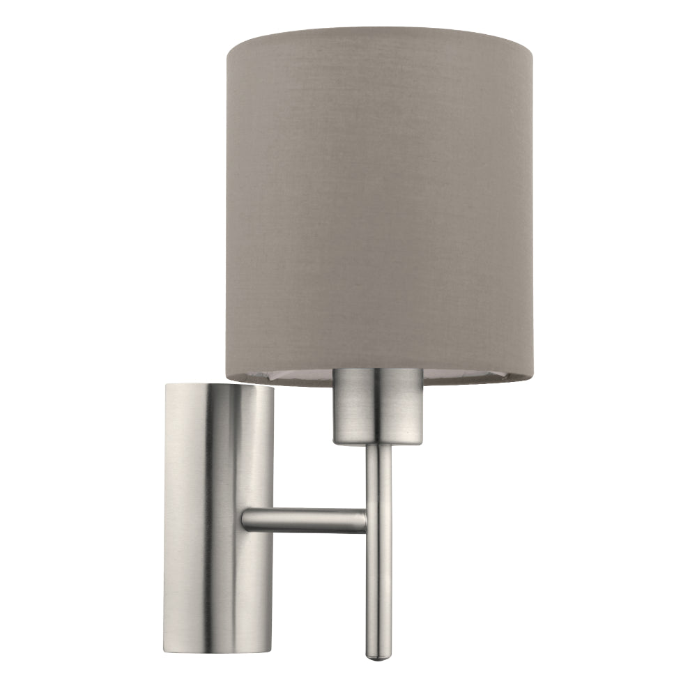 EGLO Pasteri Wall Light with Switch - Nickel & Taupe