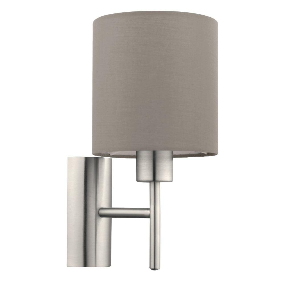 EGLO Pasteri Wall Light with Switch - Nickel & Taupe  | TJ Hughes