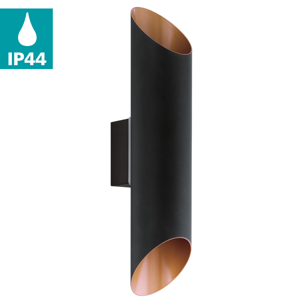 EGLO Agolada Exterior Wall Light Up and Down 2 Light - Black & Copper  | TJ Hughes