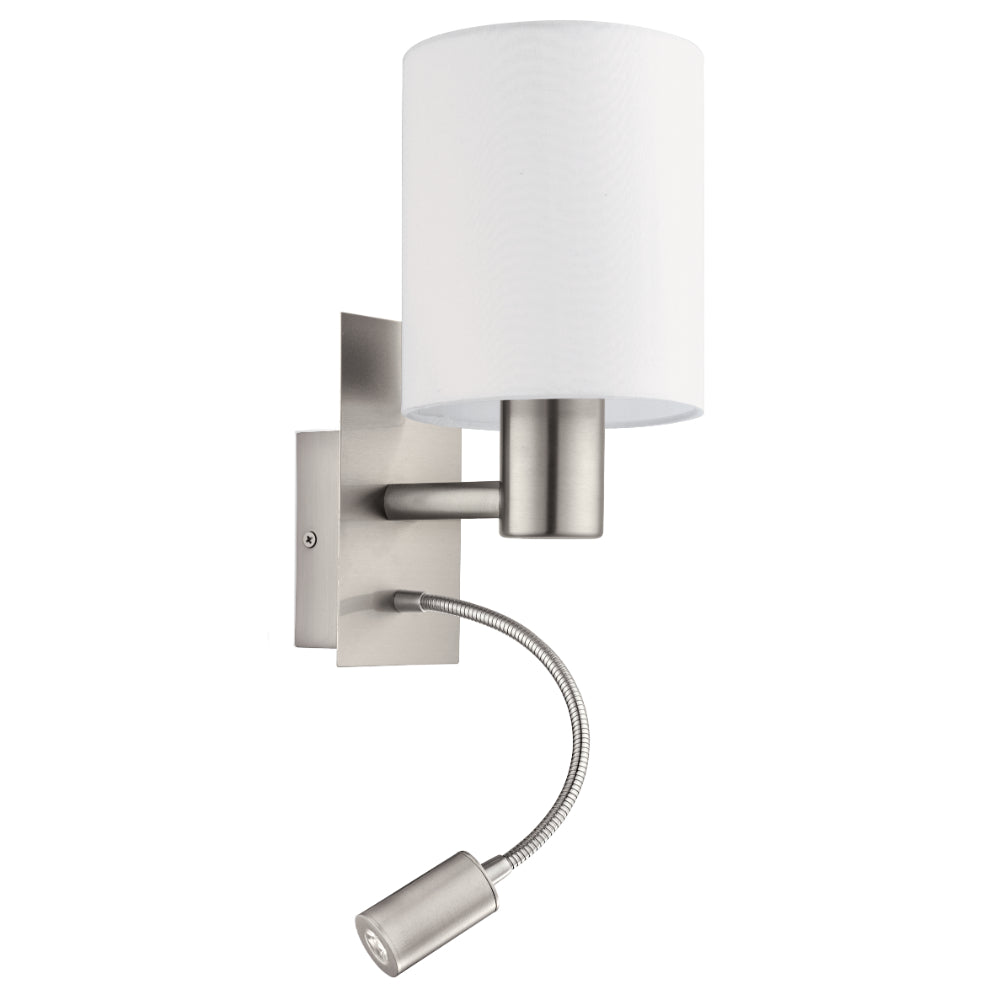 EGLO Pasteri Wall Lamp with Reading Light - White  | TJ Hughes