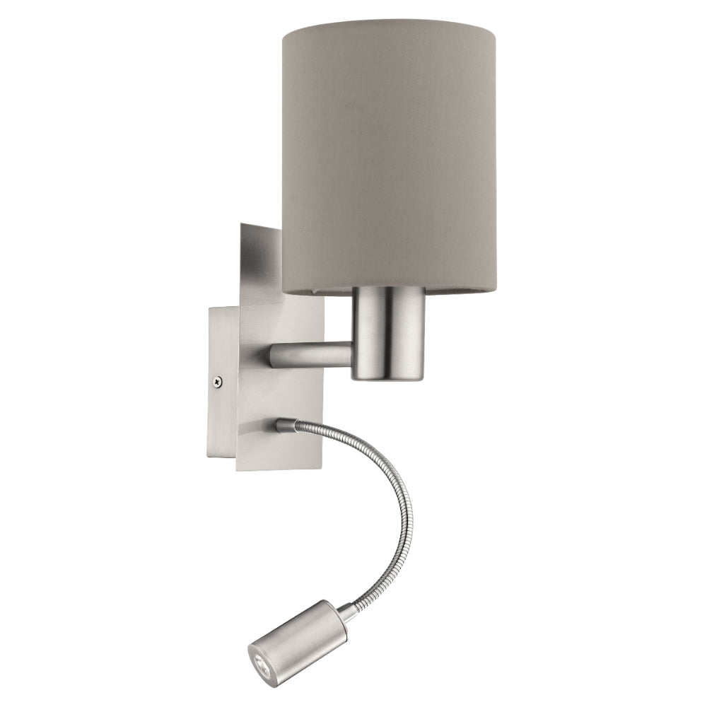 EGLO Pasteri Wall Lamp with Reading Light - Taupe  | TJ Hughes