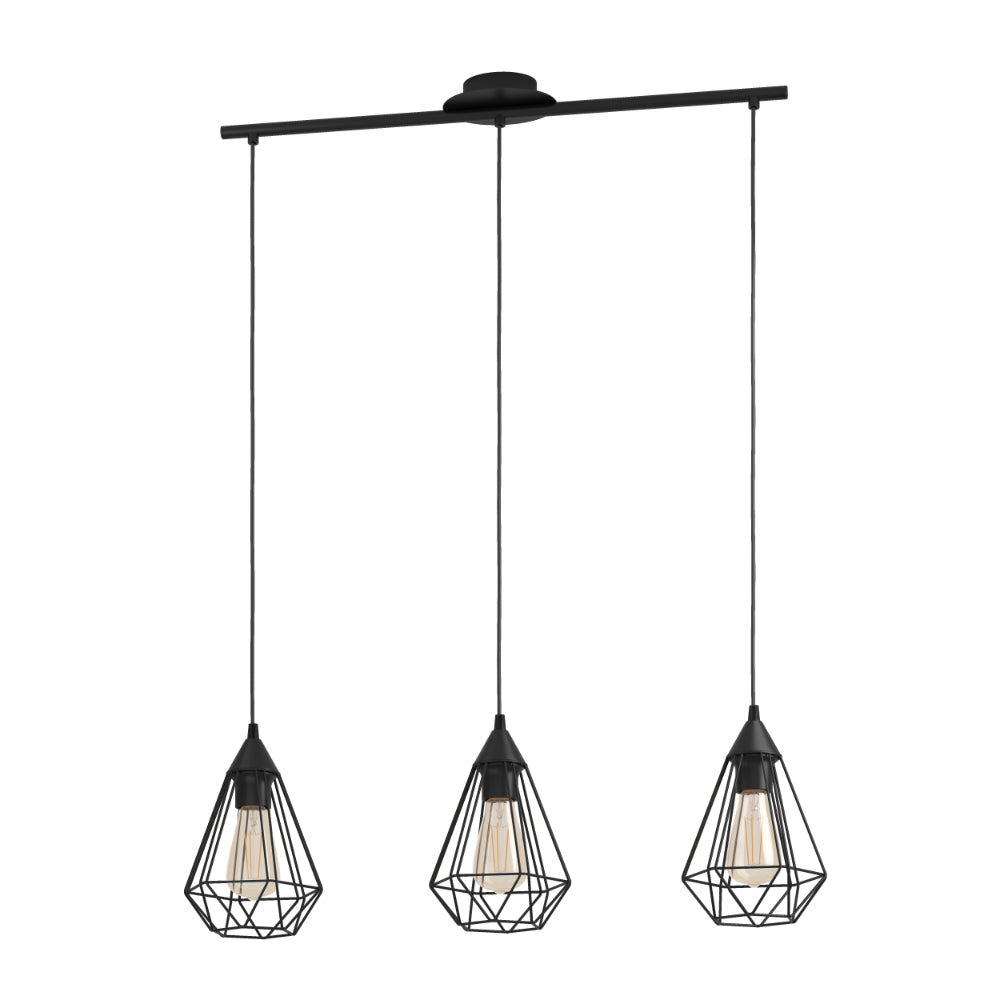 EGLO Tarbes Geometric Pendant Light Set of 3 - Black  | TJ Hughes