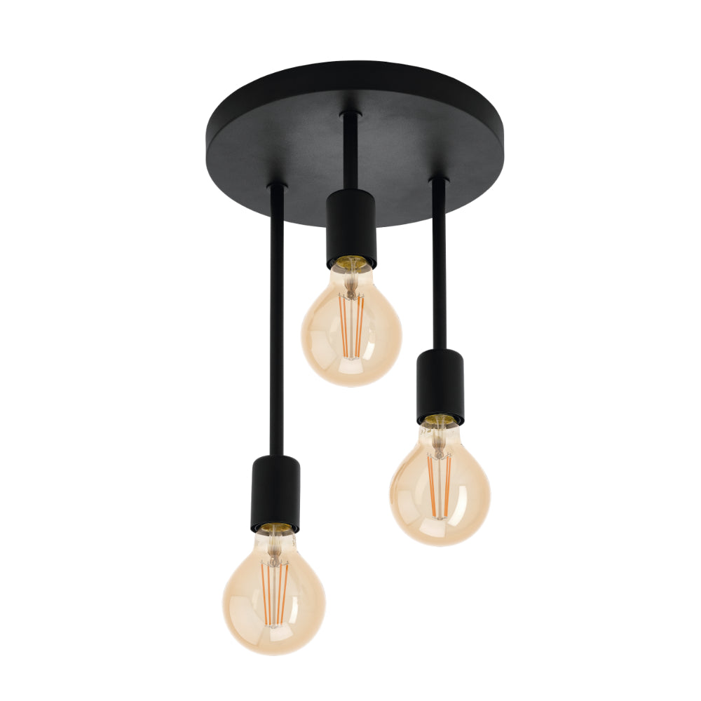 EGLO Wilmcote Ceiling Light with 3 Bulbs - Black  | TJ Hughes