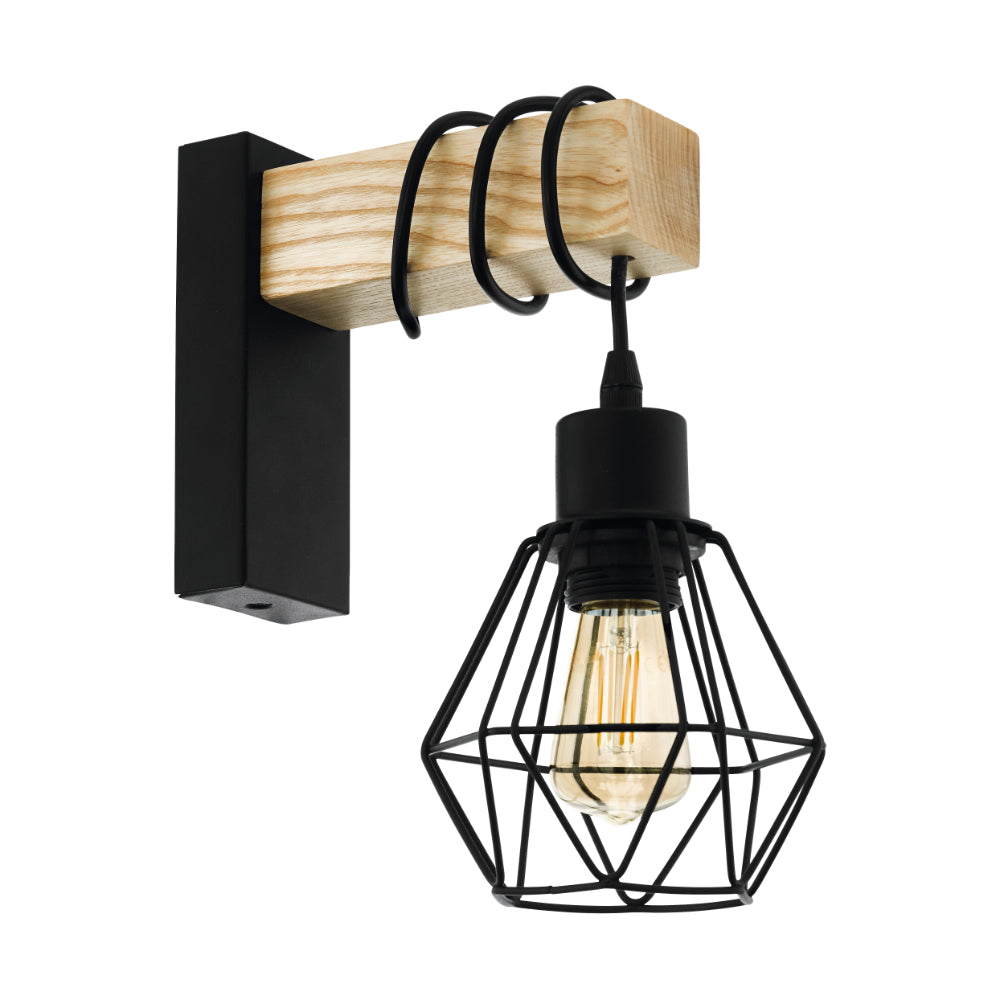 EGLO Townshend Industrial Wall Light - Black  | TJ Hughes