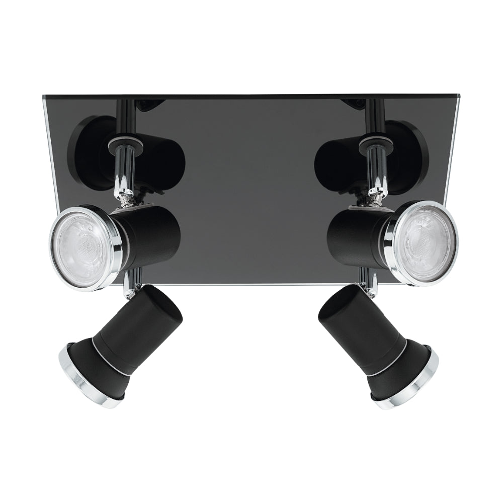 EGLO Tamara Ceiling Light with 4 Black Spotlights - Black  | TJ Hughes