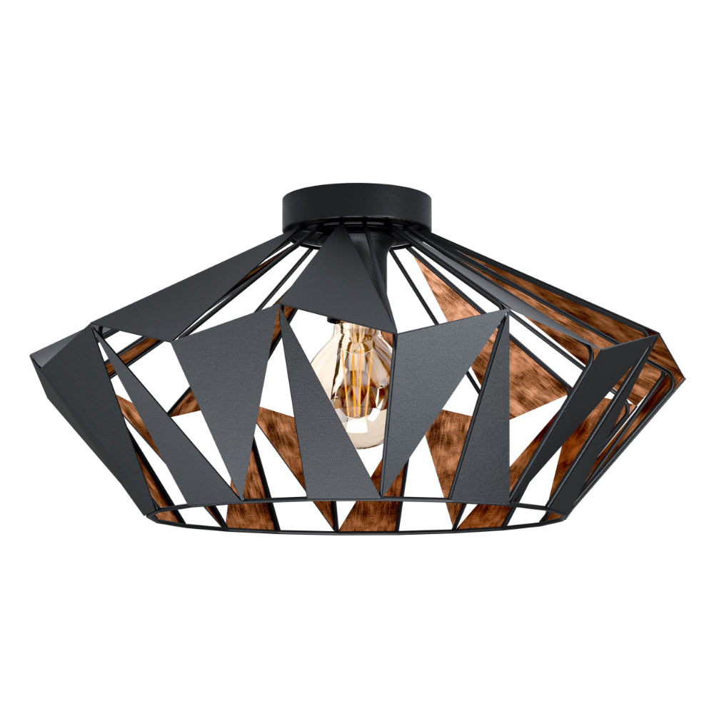 EGLO Carlton Geometric Ceiling Light - Black & Copper  | TJ Hughes