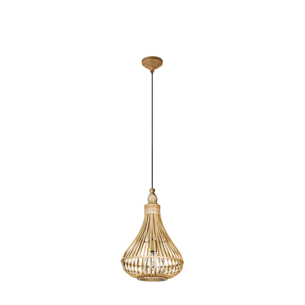 EGLO Amsfield Rattan Pendant Light Teardrop - Brown  | TJ Hughes