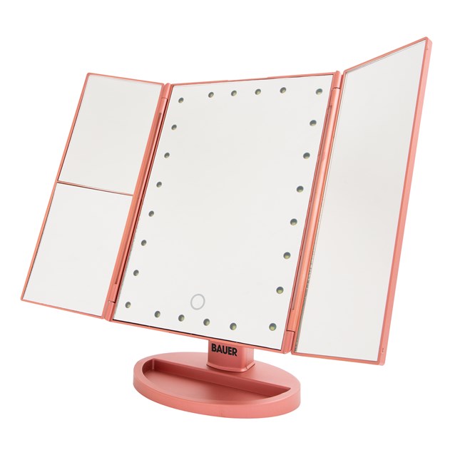 Bauer Led Foldable Mirror - Rose Gold  | TJ Hughes