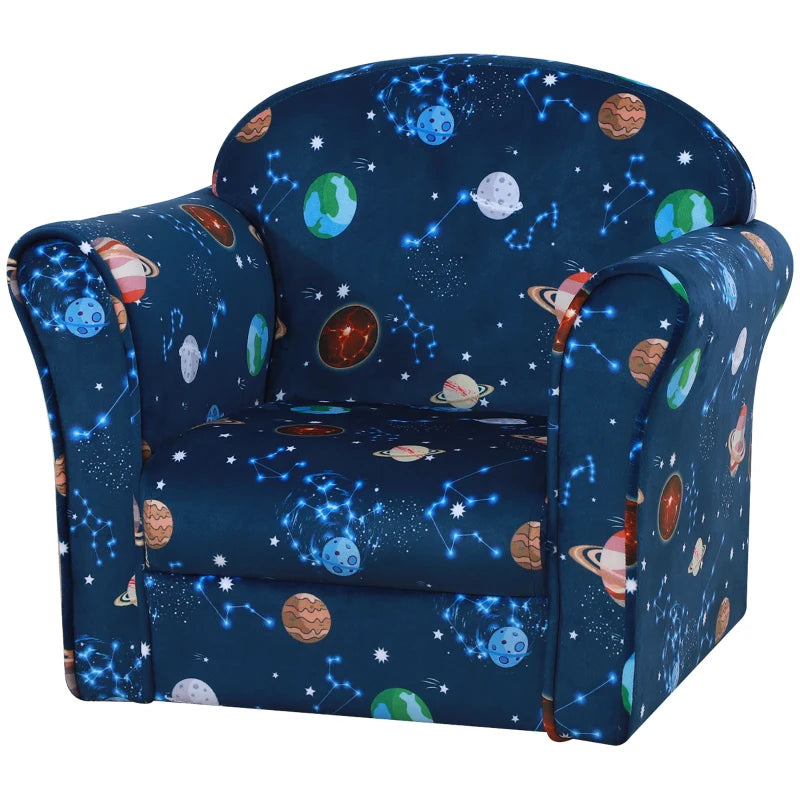 HOMCOM Children’s Planet-Themed Armchair - Blue  | TJ Hughes