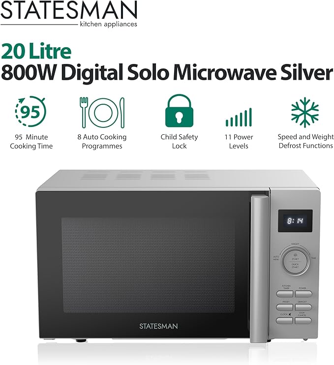 Statesman Solo Digital Microwave - 20 Litre - 800W  | TJ Hughes
