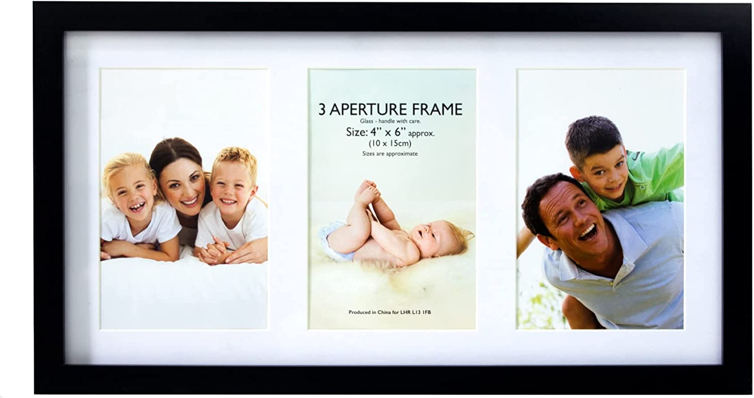 Lewis’s Multi Aperture Photo Picture Frame with 3 Photos (Black - 4" x 6")  | TJ Hughes Black