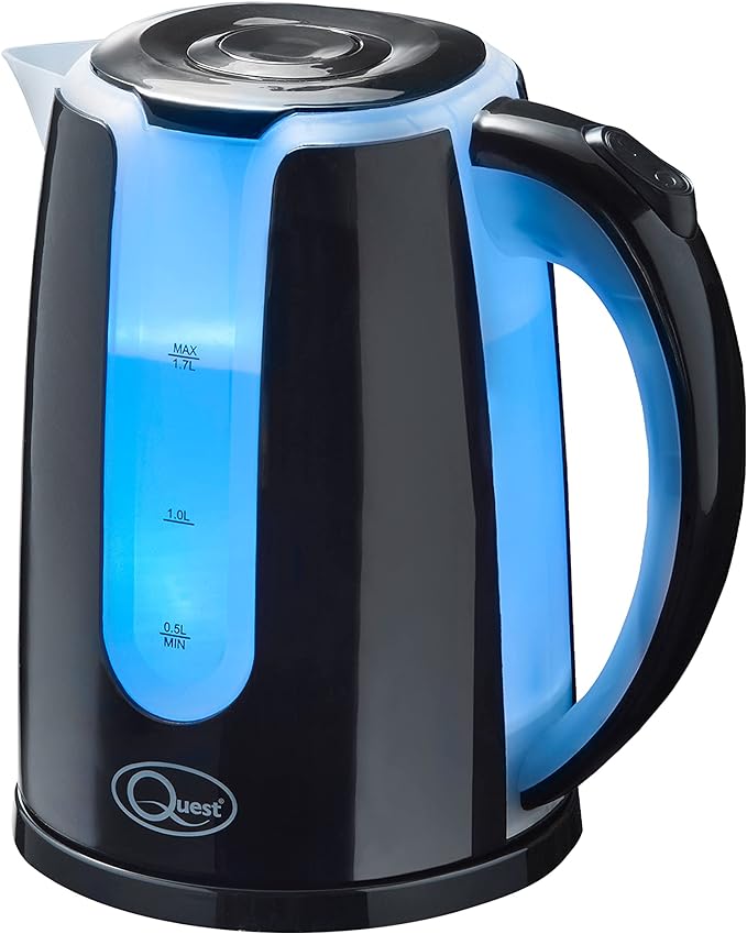 Quest Kettle Jug Illuminated Plastic 1.7L - Black  | TJ Hughes