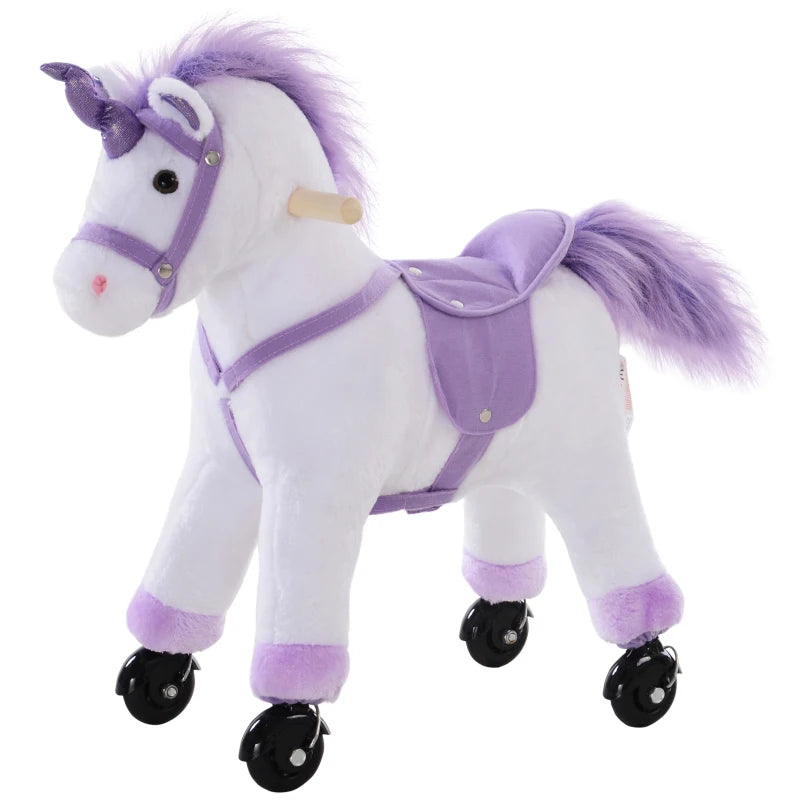 HOMCOM Children's Ride on Unicorn - Purple and White