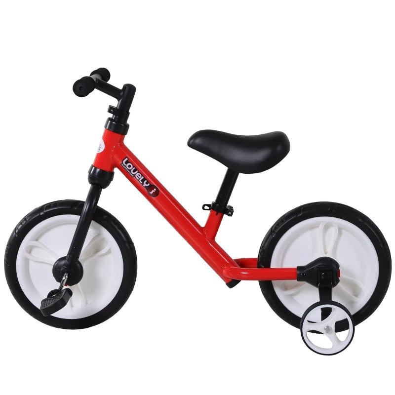 Toddler Balance Bike with Stabalisers - Red - HOMCOM  | TJ Hughes