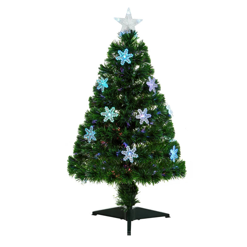 HOMCOM 3FT Green Fibre Optic Christmas Tree - TJ Hughes