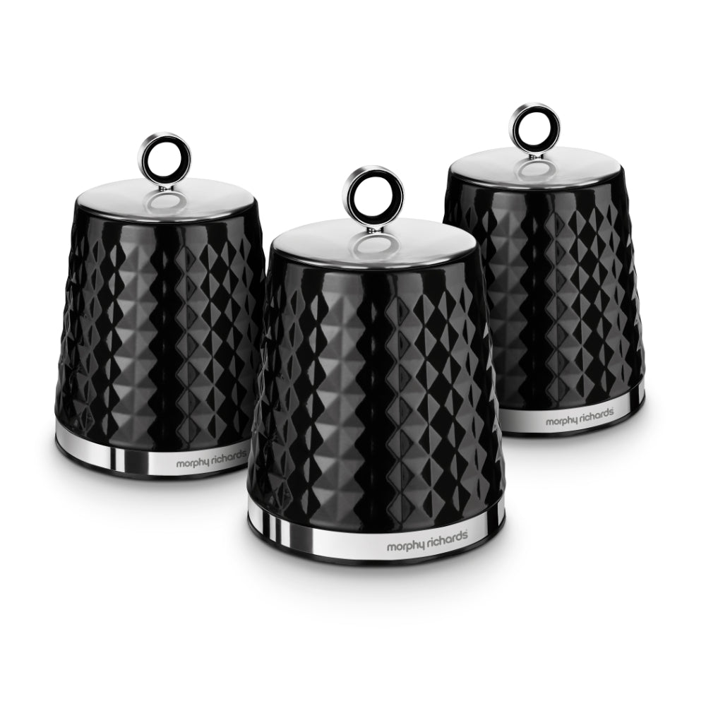 Morphy Richards Dimensions Set of 3 Canisters  - Black  | TJ Hughes