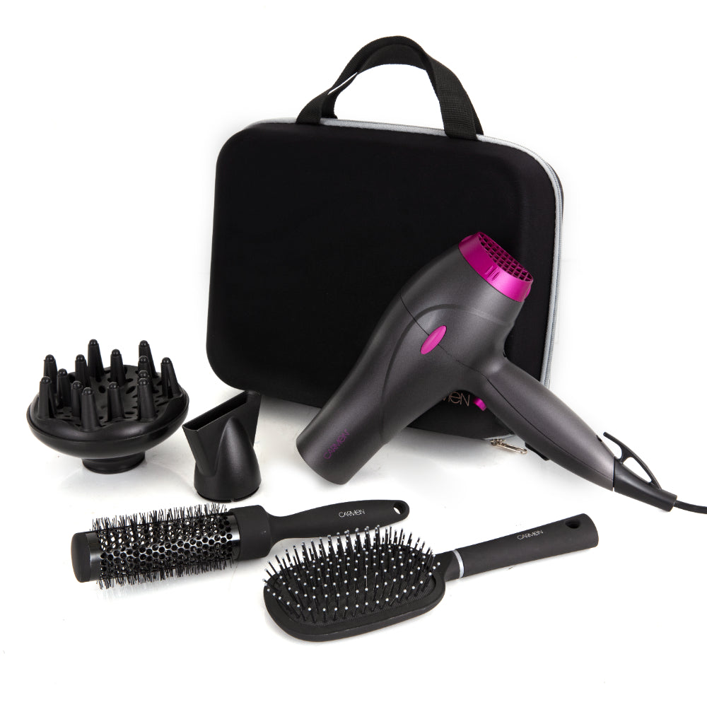 Carmen Neon Hair Dryer Set 2000w  - Graphite  | TJ Hughes Grey