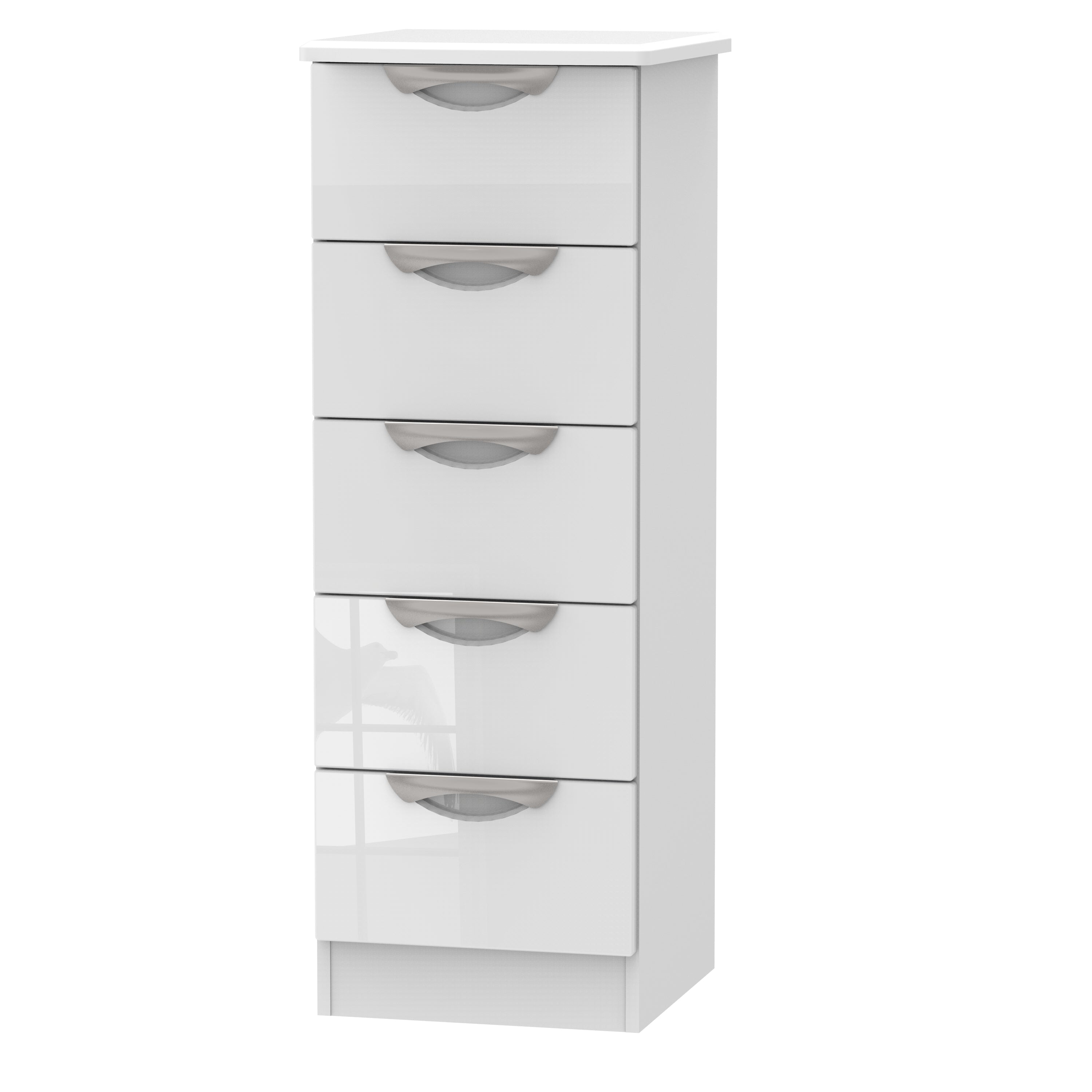 Cairo Ready Assembled Tallboy Chest of Drawers with 5 Drawers  - White Gloss & White - Lewis’s Home  | TJ Hughes
