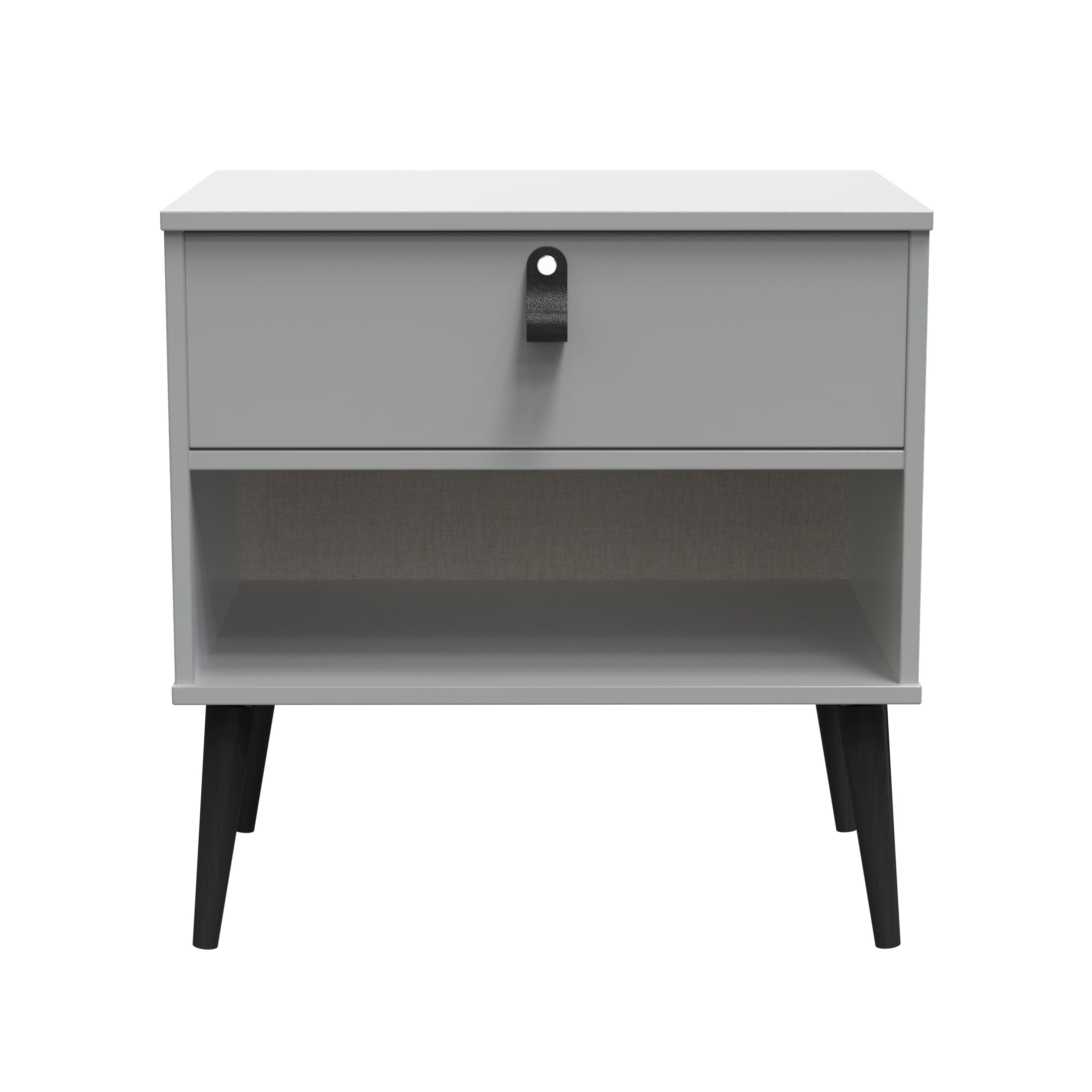 Dublin Ready Assembled Bedside Table with 1 Drawer  - Dusk Grey - Lewis’s Home  | TJ Hughes
