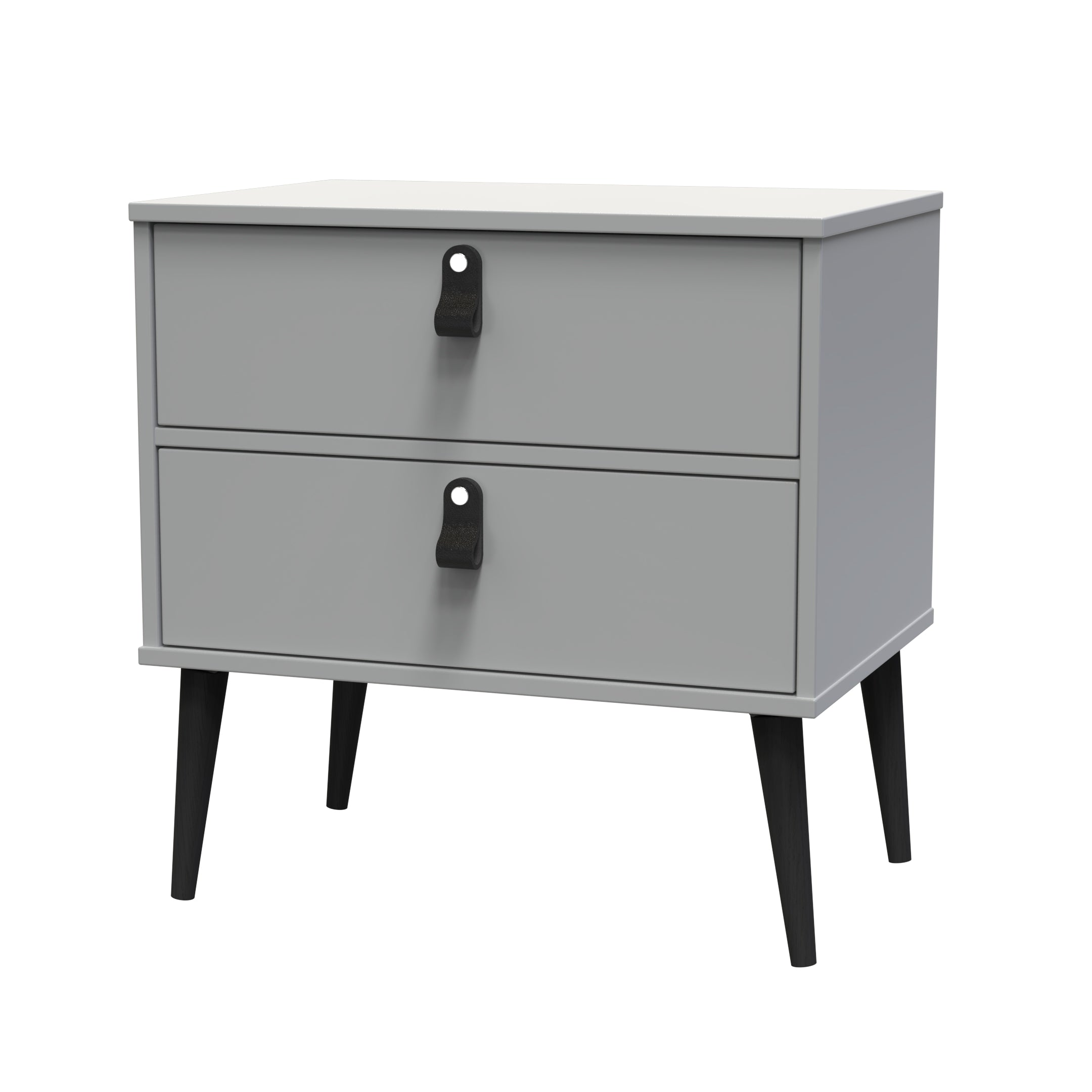 Dublin Ready Assembled Bedside Table with 2 Drawers  - Dusk Grey - Lewis’s Home  | TJ Hughes