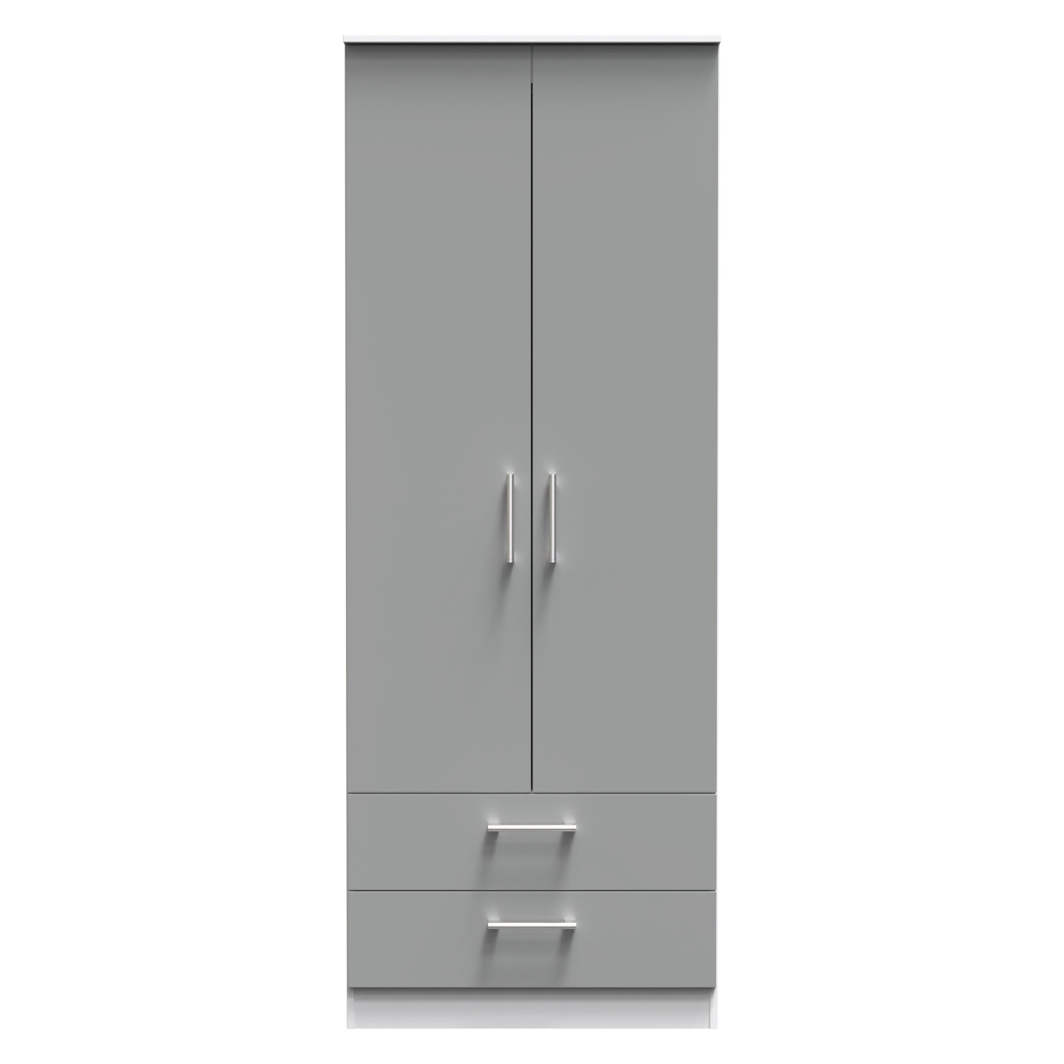 Denver Ready Assembled Wardrobe with 2 Doors and 2 Drawers - Grey &  White - Lewis’s Home  | TJ Hughes