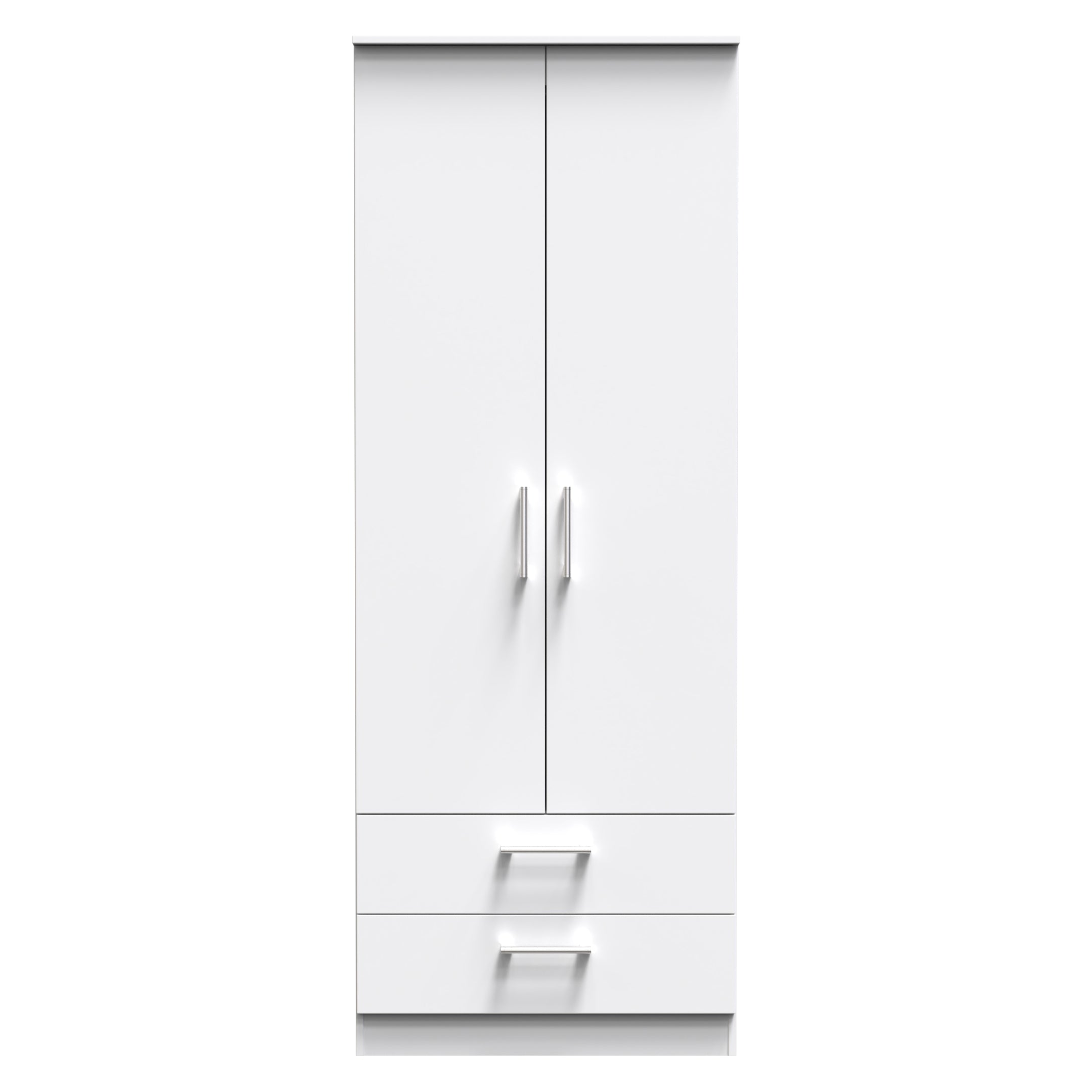 Denver Ready Assembled Wardrobe with 2 Doors and 2 Drawers - White - Lewis’s Home  | TJ Hughes