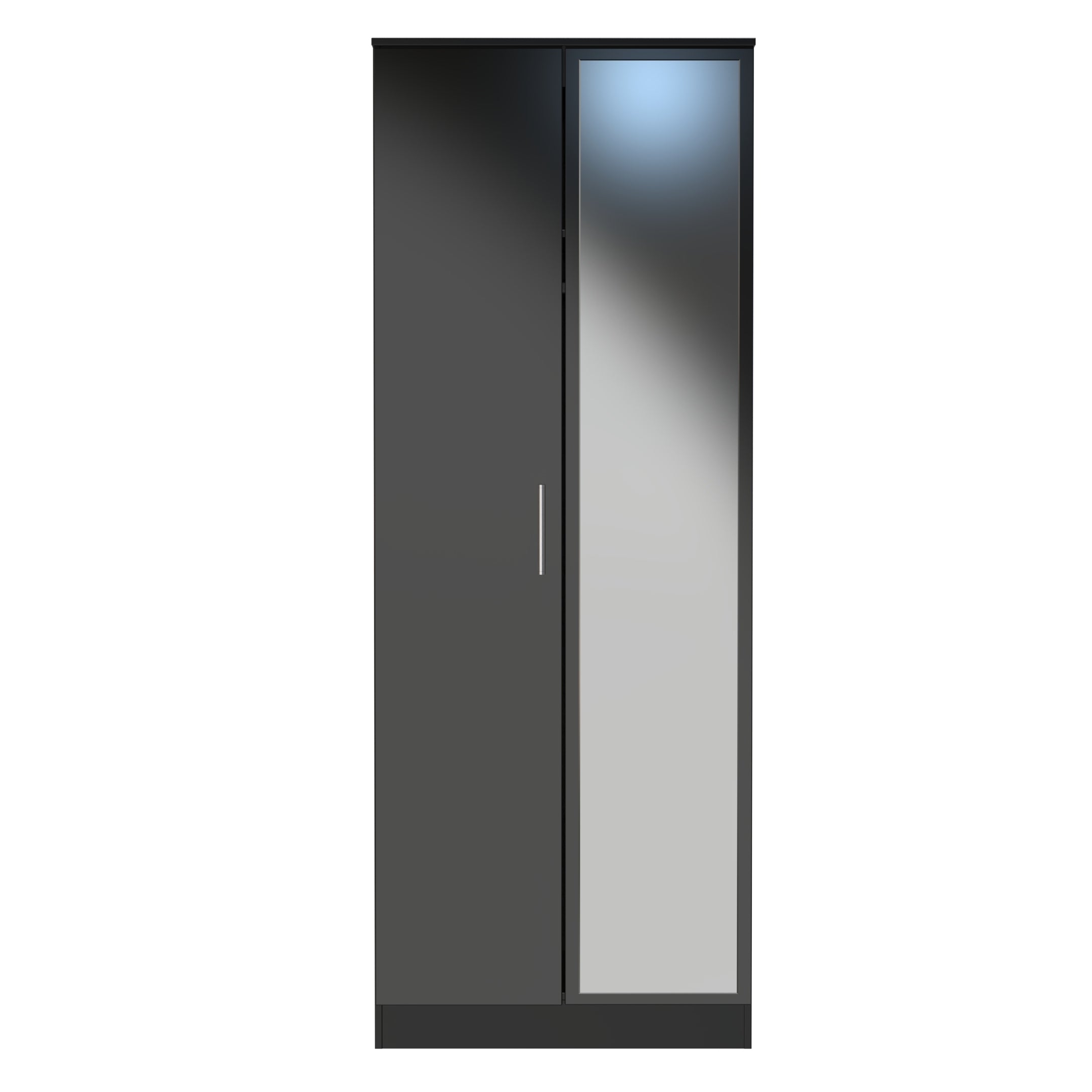 Denver Ready Assembled Wardrobe with 2 Doors and Mirror -  Black - Lewis’s Home  | TJ Hughes