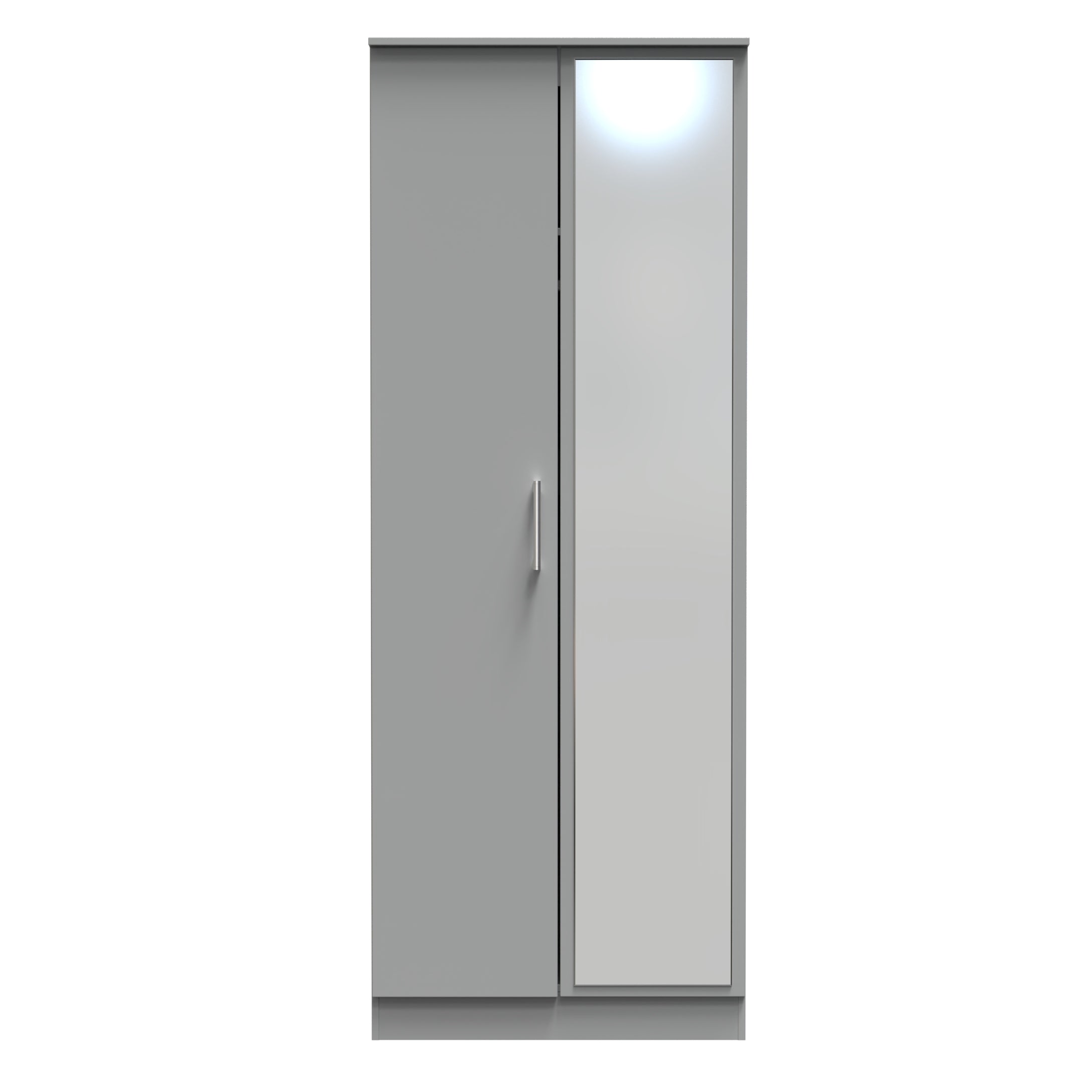 Denver Ready Assembled Wardrobe with 2 Doors and Mirror - Grey - Lewis’s Home  | TJ Hughes