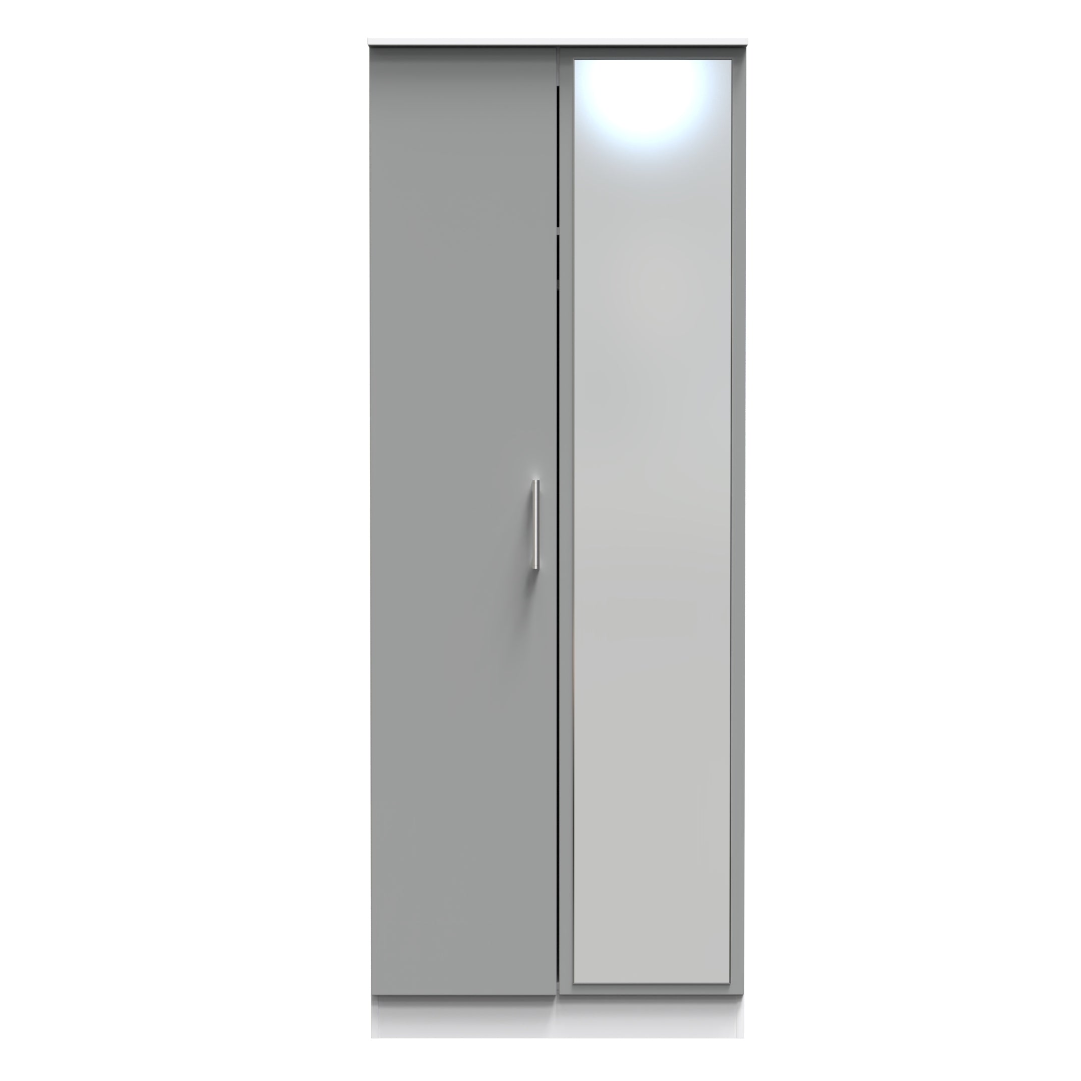 Denver Ready Assembled Wardrobe with 2 Doors and Mirror - Grey & White - Lewis’s Home  | TJ Hughes
