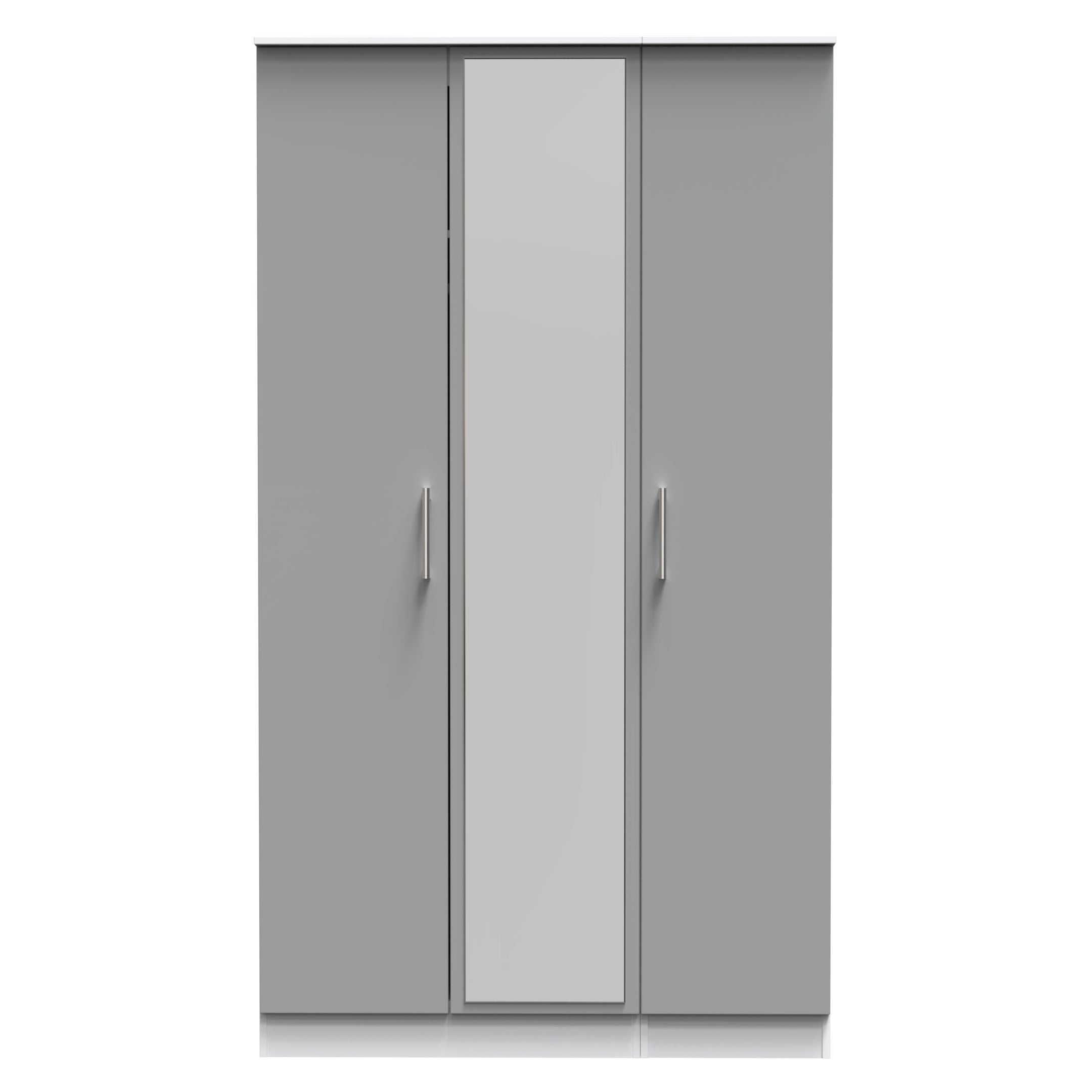 Denver Ready Assembled Wardrobe with Triple Mirror - Grey & White - Lewis’s Home  | TJ Hughes