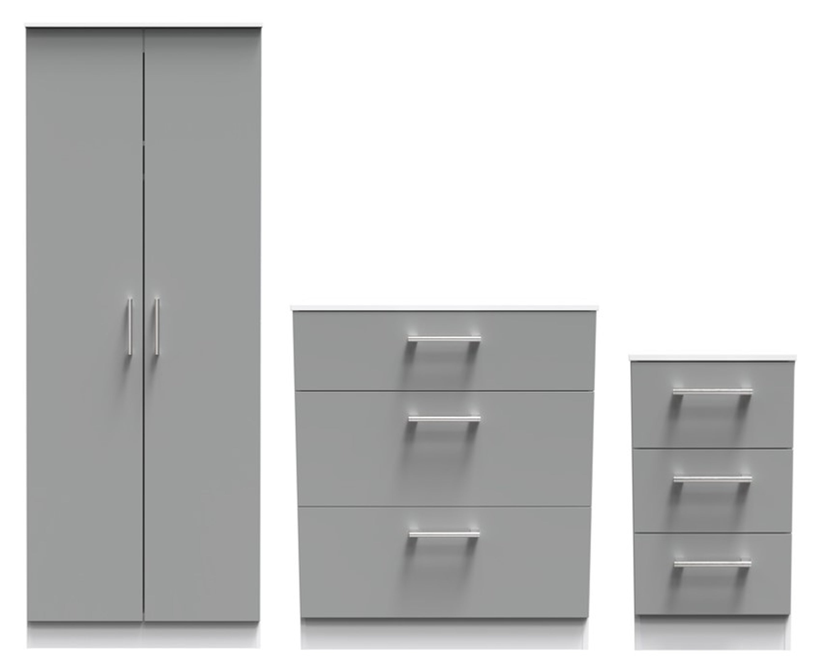 Denver Ready Assembled 3 Piece Bedroom Furniture Set - Grey & White - Lewis’s Home  | TJ Hughes