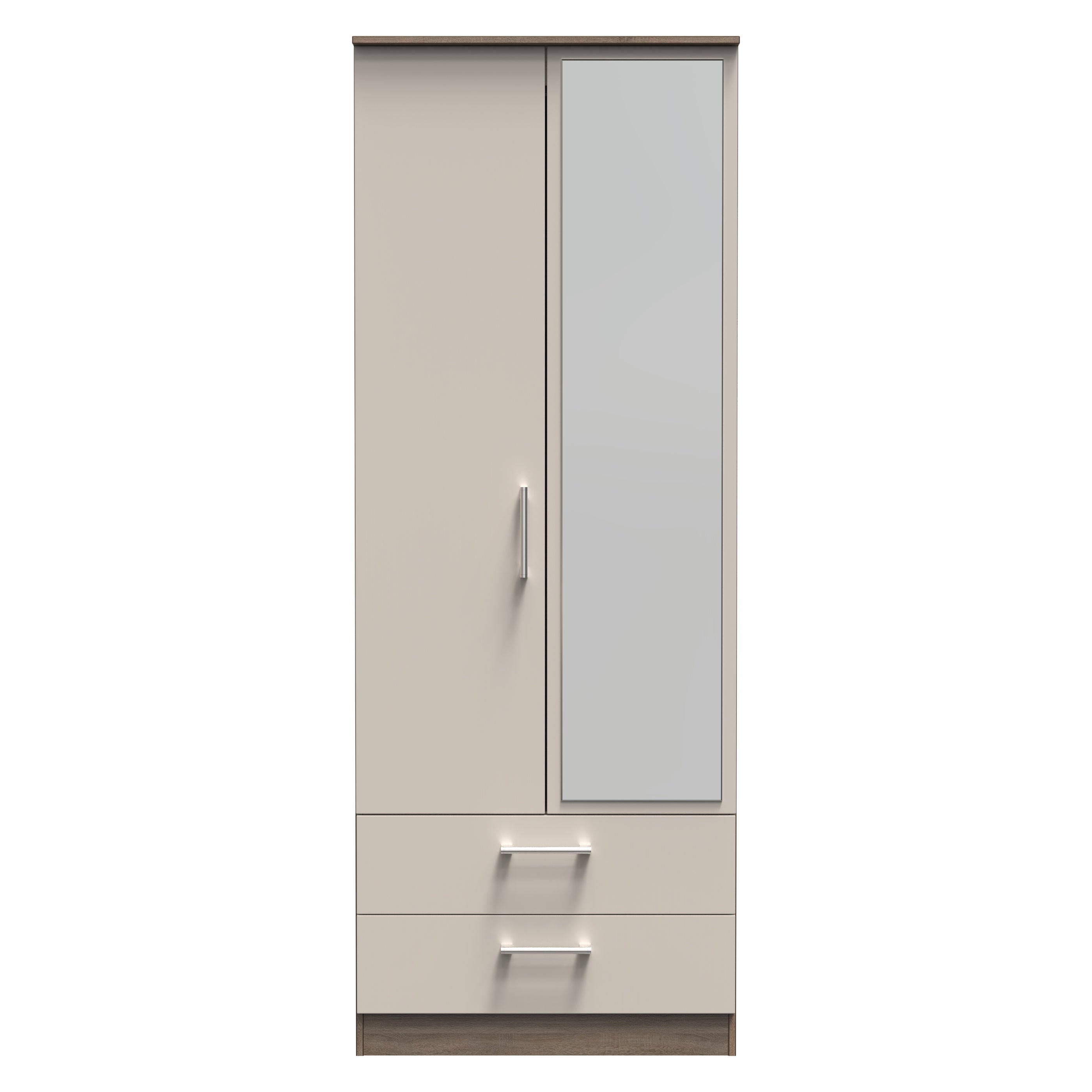 Stamford Ready Assembled Wardrobe with 2 Doors and 2 Drawers with Mirror - Kashmir Matt / Darkolino - Lewis’s Home  | TJ Hughes