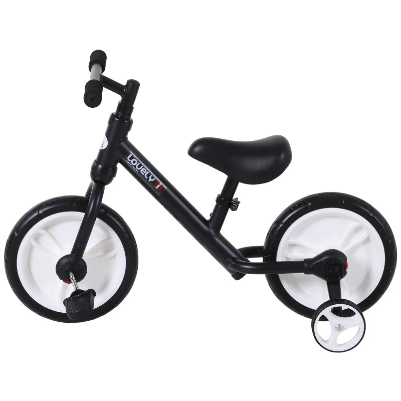 Toddler Balance Bike with Stabalisers - Black - HOMCOM  | TJ Hughes
