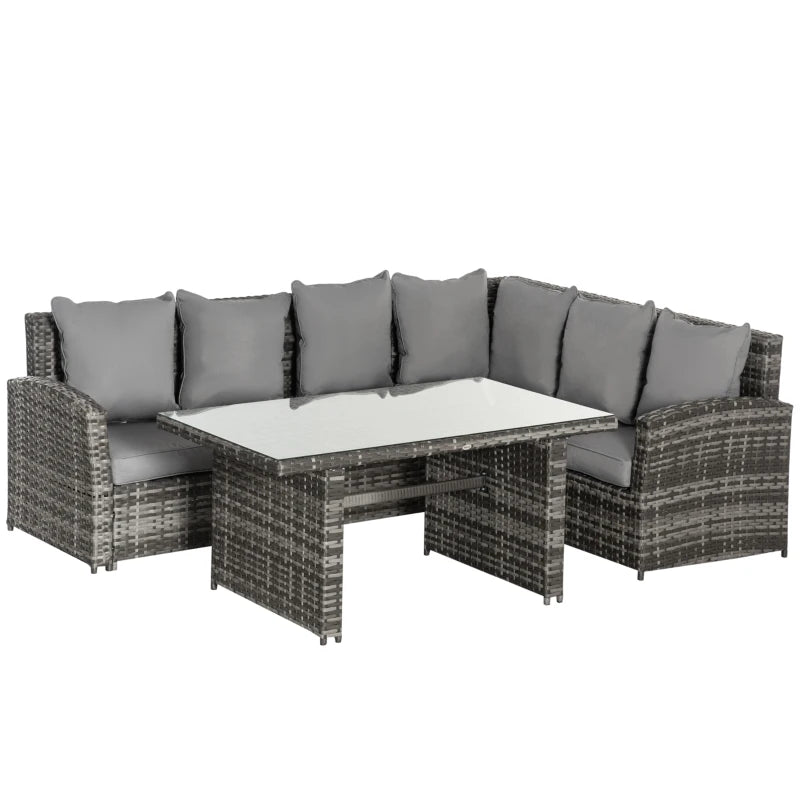 Outsunny Rattan Sofa Set with Table 3 Piece 1.8m- Grey  | TJ Hughes