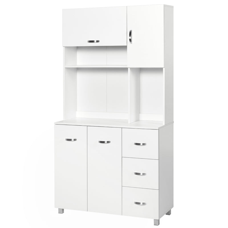 HOMCOM Freestanding Kitchen Cupboard - Open Compartments for Microwave -  White  | TJ Hughes