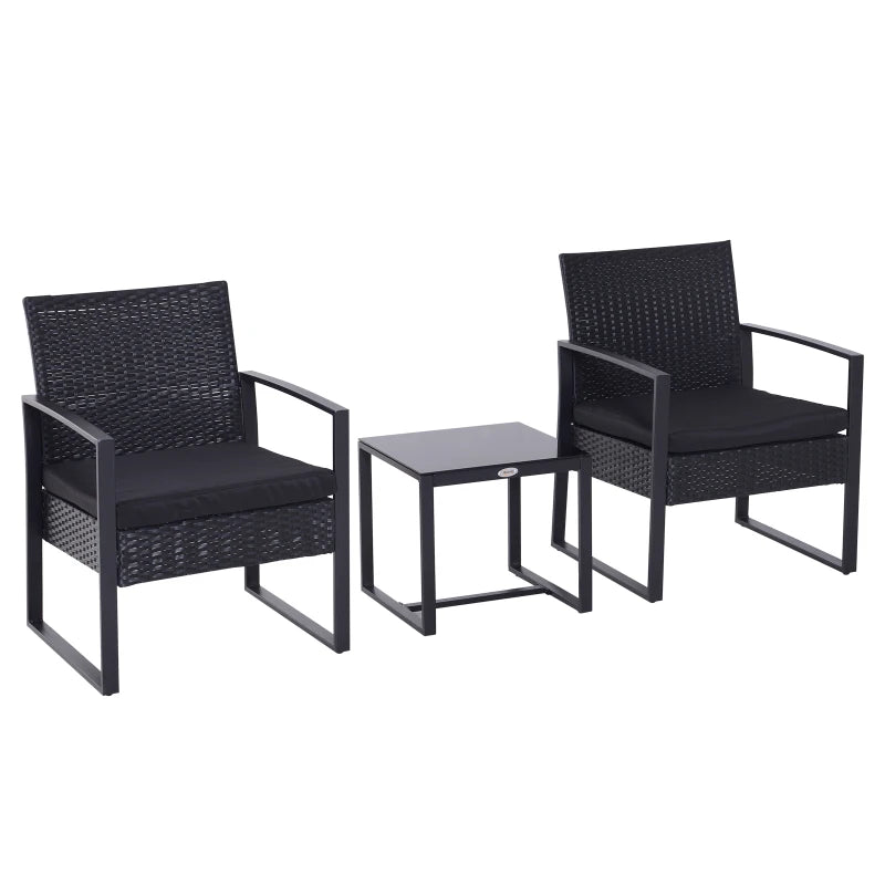 Outsunny Rattan Bistro Set - Black  | TJ Hughes