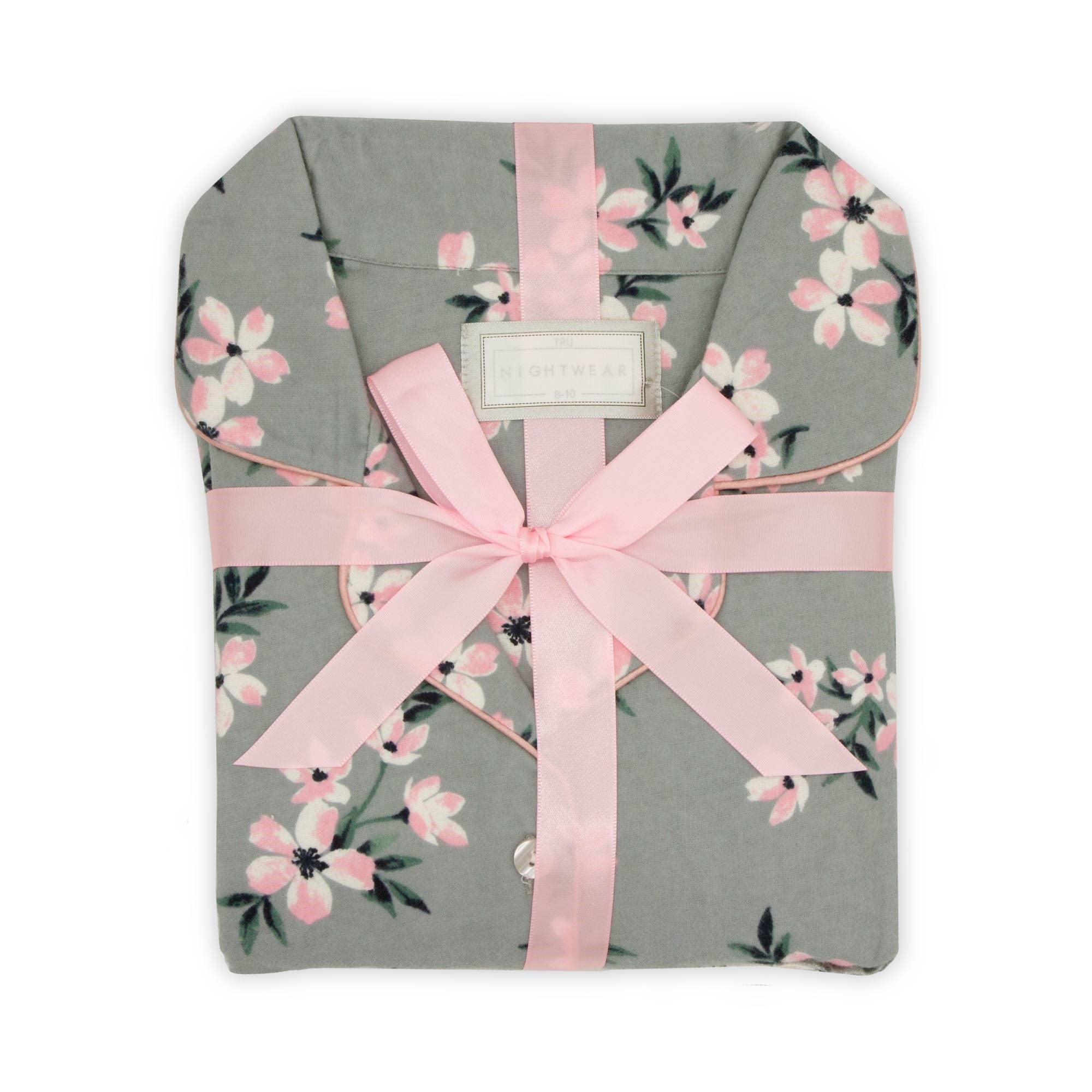 Tru Ladies Floral Flannel Pyjama - Grey - 20/22  | TJ Hughes