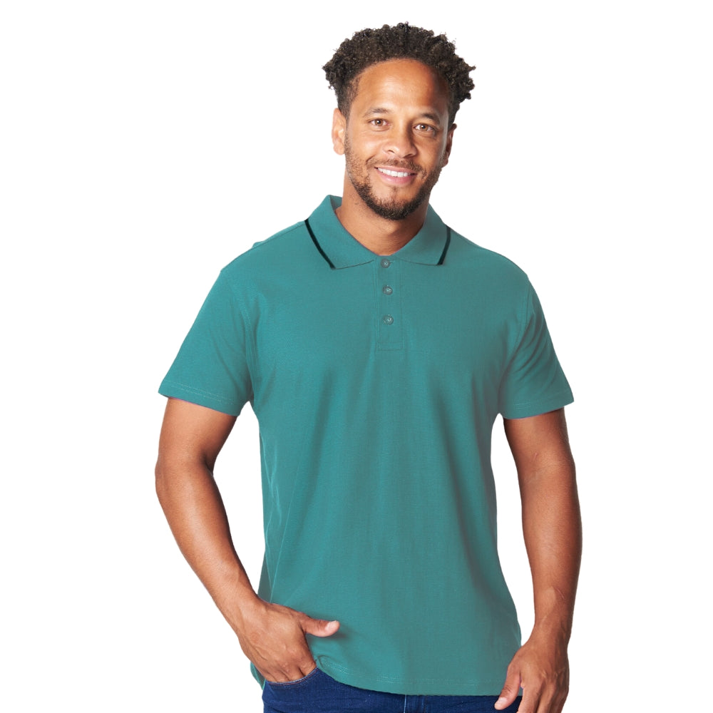 Hope & Honour Cotton Tipped Polo Shirt - Blue - Medium  | TJ Hughes